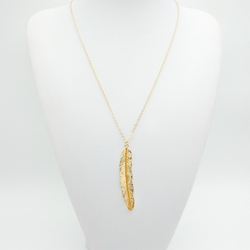 Colar Longo Foliage Folheado a Ouro ou Prata