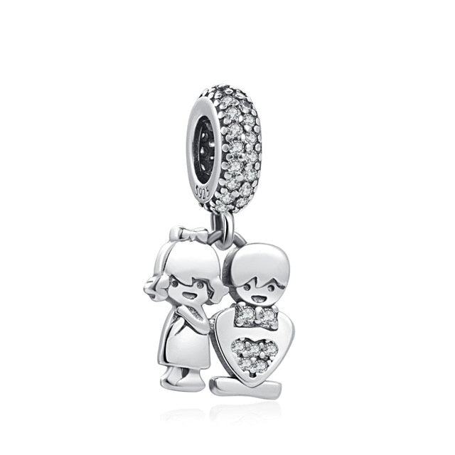 Charm 925 Sterling Silver - Girl and Boy