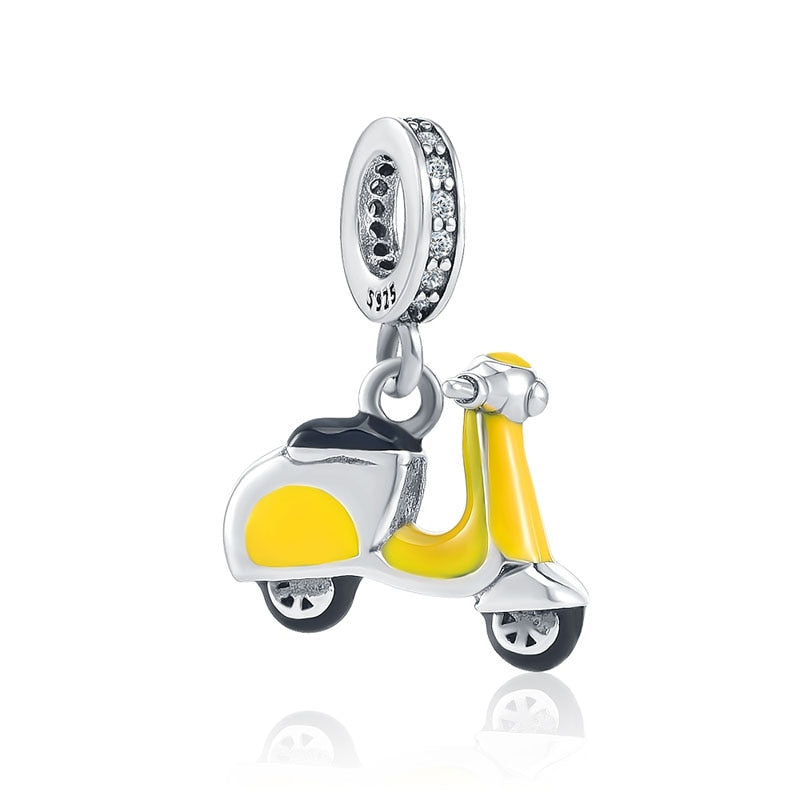 Charm 925 Sterling Silver - Yellow Scooter